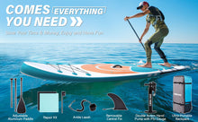 Load image into Gallery viewer, CAMULAND Paddle Boards for Adults with Premium SUP Accessories and Backpack, Inflatable Paddle Board Stand up Adults with Adjustable Paddle and Removable Fin Orange