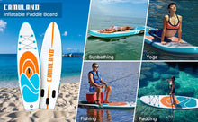 Load image into Gallery viewer, CAMULAND Paddle Boards for Adults with Premium SUP Accessories and Backpack, Inflatable Paddle Board Stand up Adults with Adjustable Paddle and Removable Fin Orange