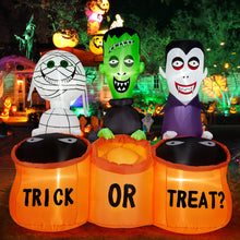 Load image into Gallery viewer, 5FT Halloween Inflatable Decorations, CAMULAND Halloween Inflatable Built-in LED Lights Blow Up Yard Decoration with Mummy, Vampire, Green-Faced Ghost and TRICK OR TREAT, Ideal for Gardens, Yards and Lawns