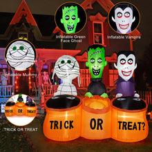 Load image into Gallery viewer, 5FT Halloween Inflatable Decorations, CAMULAND Halloween Inflatable Built-in LED Lights Blow Up Yard Decoration with Mummy, Vampire, Green-Faced Ghost and TRICK OR TREAT, Ideal for Gardens, Yards and Lawns