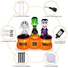 Load image into Gallery viewer, 5FT Halloween Inflatable Decorations, CAMULAND Halloween Inflatable Built-in LED Lights Blow Up Yard Decoration with Mummy, Vampire, Green-Faced Ghost and TRICK OR TREAT, Ideal for Gardens, Yards and Lawns