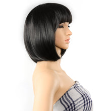 Load image into Gallery viewer, AGPTEK 13 In Straight Heat Resistant Short Bob Full Hair Wigs w/ Flat Bangs New