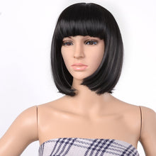 Load image into Gallery viewer, AGPTEK 13 In Straight Heat Resistant Short Bob Full Hair Wigs w/ Flat Bangs New