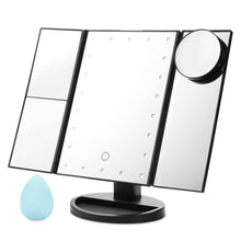 Load image into Gallery viewer, Standing Make Up Mirror Vanity USB 21 LED Light 10X 3X 2X 1X Magnification Black