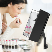 Load image into Gallery viewer, Standing Make Up Mirror Vanity USB 21 LED Light 10X 3X 2X 1X Magnification Black