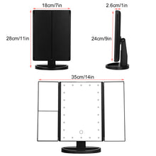 Load image into Gallery viewer, Standing Make Up Mirror Vanity USB 21 LED Light 10X 3X 2X 1X Magnification Black