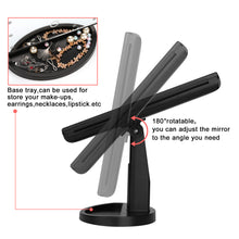 Load image into Gallery viewer, Standing Make Up Mirror Vanity USB 21 LED Light 10X 3X 2X 1X Magnification Black