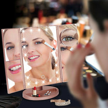 Load image into Gallery viewer, Tri-fold Vanity Makeup LED Mirror USB Touch Screen 10X Magnifing Mirror Tabletop