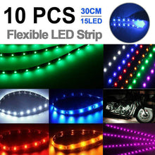 Load image into Gallery viewer, 10pcs 12V Flexible LED Strip Light 12" 15SMD Waterproof For Car Boat Motor Truck