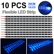 Load image into Gallery viewer, 10pcs 12V Flexible LED Strip Light 12" 15SMD Waterproof For Car Boat Motor Truck