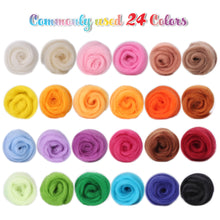 Load image into Gallery viewer, Needle Felting Kit 24 Colors Wool Roving Felt Starter Kit Tools with Fibre Yarn DIY