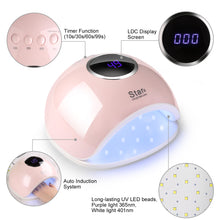 Load image into Gallery viewer, Pink FINATE 72W UV LED Gel Nail Lamp with 4 Timers Auto Sensor Quick Dry Manicure Set
