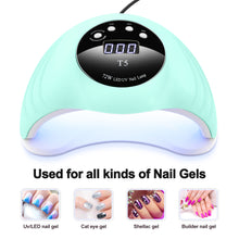 Load image into Gallery viewer, Green LED Nail Lamp 48W UV LED Gel Nail Lamp with 4 Timers 10s/30s/60s/99s Auto Sensor