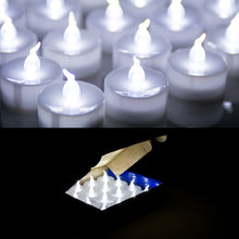 Load image into Gallery viewer, 24 Pack White LED Tealight Timer Candles Battery Operated Flameless Smokeless
