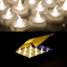 Load image into Gallery viewer, 100pcs LED Flickering Candles Tea Light Warm White Flameless Smokeless Flashing