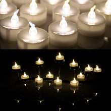 Load image into Gallery viewer, 100pcs LED Flickering Candles Tea Light Warm White Flameless Smokeless Flashing