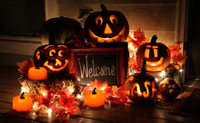 Load image into Gallery viewer, IMAGE 12 Packs LED Pumpkin Lights Battery Operated Pumpkin Tealight Candles for Halloween, Christmas, Thanksgiving and Theme Parties