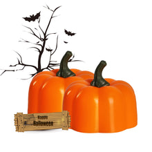 Load image into Gallery viewer, IMAGE 12 Packs LED Pumpkin Lights Battery Operated Pumpkin Tealight Candles for Halloween, Christmas, Thanksgiving and Theme Parties