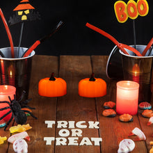 Load image into Gallery viewer, IMAGE 12 Packs LED Pumpkin Lights Battery Operated Pumpkin Tealight Candles for Halloween, Christmas, Thanksgiving and Theme Parties