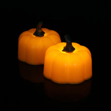 Load image into Gallery viewer, IMAGE 12 Packs LED Pumpkin Lights Battery Operated Pumpkin Tealight Candles for Halloween, Christmas, Thanksgiving and Theme Parties