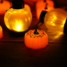 Load image into Gallery viewer, 12 Packs LED Pumpkin Lights Battery Operated Pumpkin Tealight Candles for Halloween, Christmas, Thanksgiving and Theme Parties