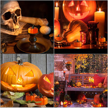 Load image into Gallery viewer, 12 Packs LED Pumpkin Lights Battery Operated Pumpkin Tealight Candles for Halloween, Christmas, Thanksgiving and Theme Parties
