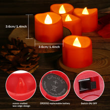 Load image into Gallery viewer, 12Pcs Amber Yellow LED Tealight Flameless Candles with Timer