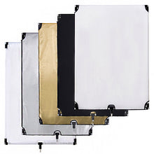 Load image into Gallery viewer, Nicam 35inchx47inch/ 90x120 CM 5-in-1Photo Studio Reversible Gold/Silver & Black/White and Translucent Fabric Panel Light Reflector with Mounting Bracket and Carrying Bag