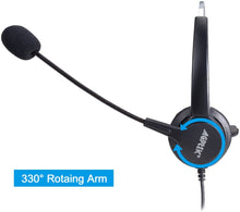 Load image into Gallery viewer, Call Center Hands-Free Noise Cancelling Corded Monaural Headset Headphone for Desk Telephone with 4-Pin RJ9 Crystal Head