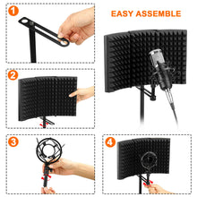 Load image into Gallery viewer, Foldable Microphone Isolation Shield Adjustable Tripod Stand Recording Studio