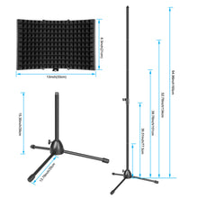 Load image into Gallery viewer, Foldable Microphone Isolation Shield Adjustable Tripod Stand Recording Studio