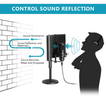 Load image into Gallery viewer, AGPtEK Compact Microphone Isolation Shield+Desk Mic Stand Soundproofing Insulation Stainable Adjustable