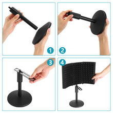 Load image into Gallery viewer, AGPtEK Compact Microphone Isolation Shield+Desk Mic Stand Soundproofing Insulation Stainable Adjustable