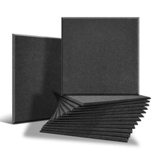 Load image into Gallery viewer, AGPtEK 12 Packs Acoustic Absorption Panels 12 * 12 * 0.4 Inches Sound Insulation Panels Beveled Edge Tiles, High Density Acoustic Sound Absorbing Panels, Great for Home & Offices, Wall Decoration and Acoustic Treatment (Black)