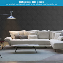 Load image into Gallery viewer, AGPtEK 12 Packs Acoustic Absorption Panels 12 * 12 * 0.4 Inches Sound Insulation Panels Beveled Edge Tiles, High Density Acoustic Sound Absorbing Panels, Great for Home & Offices, Wall Decoration and Acoustic Treatment (Black)