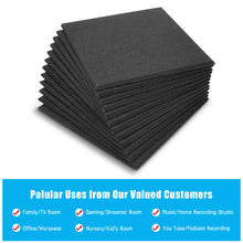 Load image into Gallery viewer, AGPtEK 12 Packs Acoustic Absorption Panels 12 * 12 * 0.4 Inches Sound Insulation Panels Beveled Edge Tiles, High Density Acoustic Sound Absorbing Panels, Great for Home & Offices, Wall Decoration and Acoustic Treatment (Black)