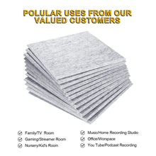 Load image into Gallery viewer, Light Grey AGPtEK 12 Packs Acoustic Absorption Panels High Density Noise Cancellation Wall Decoration Acoustic Treatment