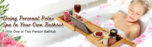 Load image into Gallery viewer, Wooden Bathtub Tray Extendable Adjustable Non-Slip with Wine Glass Slot Phone Tray Book Holder