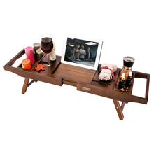 Load image into Gallery viewer, Expandable Bamboo Bathtub Caddy Bath Tub Organizer Tray