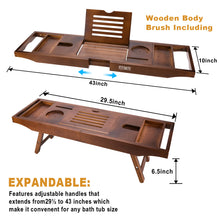Load image into Gallery viewer, Expandable Bamboo Bathtub Caddy Bath Tub Organizer Tray