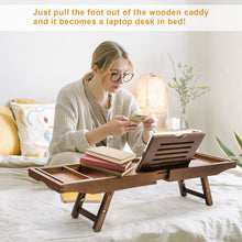 Load image into Gallery viewer, Expandable Bamboo Bathtub Caddy Bath Tub Organizer Tray
