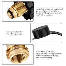 Load image into Gallery viewer, Propane Tank Adapter with Gauge Converts POL LP Tank Service Valve QCC1 / Type 1