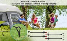 Load image into Gallery viewer, AGPtEK 4 Packs Ground Anchor Kit with 15 Inches Long and 0.5 Inches Thick, Ground Anchors Heavy Duty Great for Tents, Canopies, Sheds, Trampoline and Swing Sets