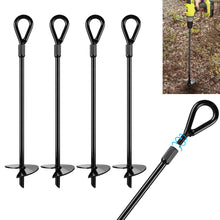 Load image into Gallery viewer, AGPtEK 4 Packs Ground Anchor Kit with 15 Inches Long and 0.5 Inches Thick, Ground Anchors Heavy Duty Great for Tents, Canopies, Sheds, Trampoline and Swing Sets