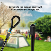 Load image into Gallery viewer, AGPtEK 4 Packs Ground Anchor Kit with 15 Inches Long and 0.5 Inches Thick, Ground Anchors Heavy Duty Great for Tents, Canopies, Sheds, Trampoline and Swing Sets