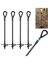 Load image into Gallery viewer, AGPtEK 4 Packs Ground Anchor Kit with 15 Inches Long and 0.5 Inches Thick, Ground Anchors Heavy Duty Great for Tents, Canopies, Sheds, Trampoline and Swing Sets
