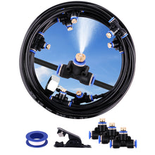 Load image into Gallery viewer, Mist Cooling System 26Ft Line + 10 T-Joint Nozzles Water Sprayer Patio Garden Lawn