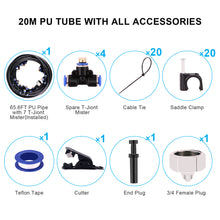 Load image into Gallery viewer, Misting Cooling System 65.6Ft Hose Line + 23 T-Joint Nozzles Water Sprayer for Lawn Garden Patio