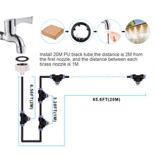 Load image into Gallery viewer, Misting Cooling System 65.6Ft Hose Line + 23 T-Joint Nozzles Water Sprayer for Lawn Garden Patio