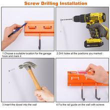 Load image into Gallery viewer, 4 Set 64” Garden Tool Organizer Wall Mounted Hanger Hooks Home Garage
